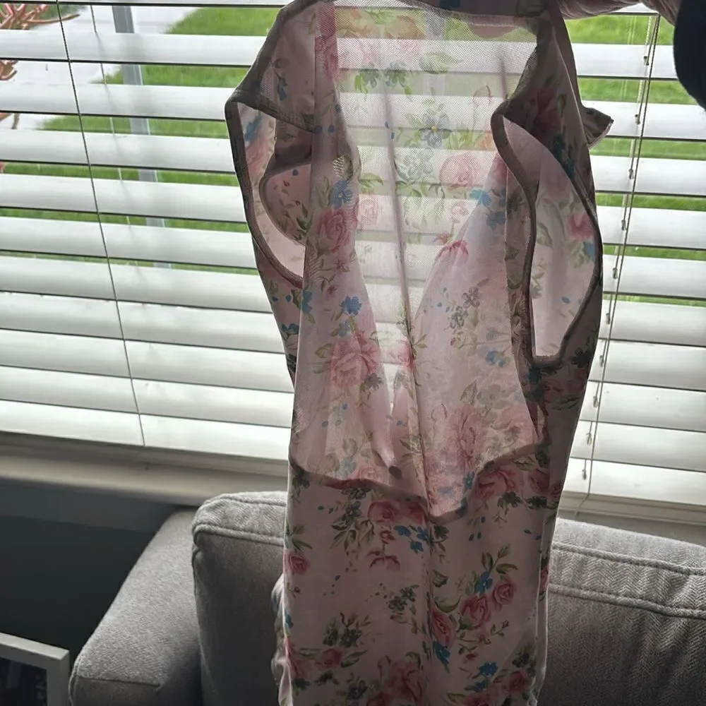 EUC Ainsleiewear Zip Front Floral Leotard sz girls XL